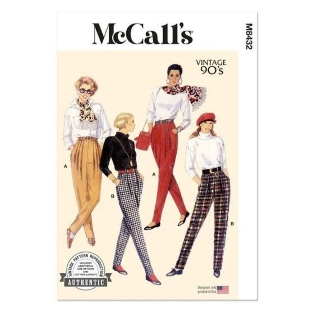 McCall's Throwback Sewing Pattern M8432 Vintage 90's Stirrup Pants 8 10 12 14 16